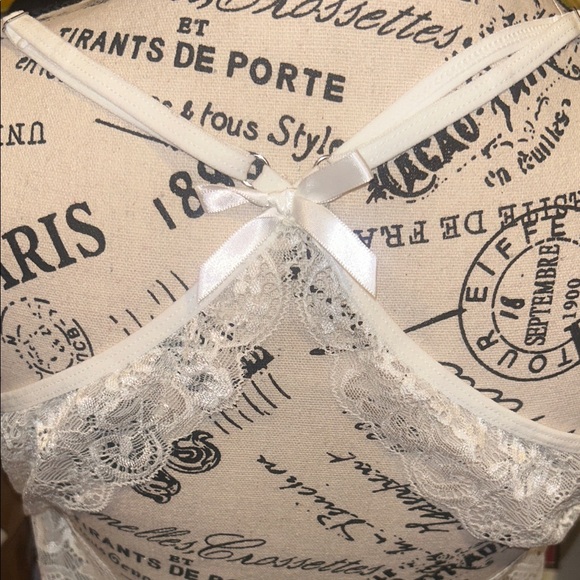 Avid love White Satin Lace Slip Dress & g string set NWT size small - Picture 6 of 7